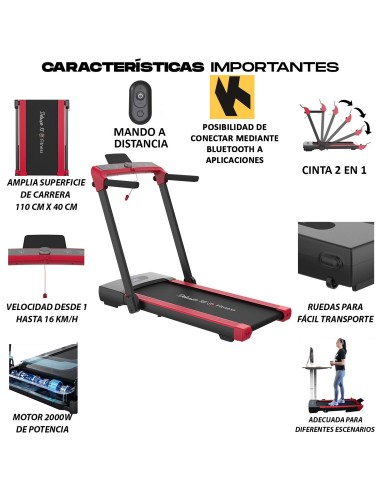 Cinta de Correr y Andar 2 en 1 - Motor 2000W - Nuevo Diseño - Plegable