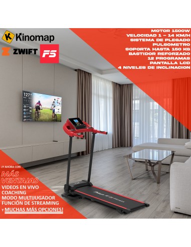 Cinta de Andar Correr Trotar Plegable con Motor Eléctrico 1500W - Aguanta 150 kgs - Velocidad 1-14km T12D1