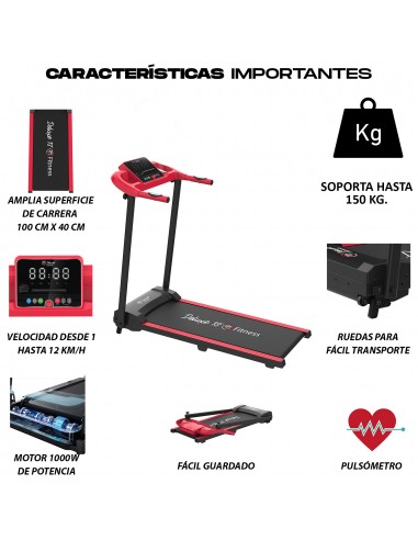 Cinta de Correr Plegable 1000W Deluxe13 T12F1 | Andar y Correr 1-12 km/h