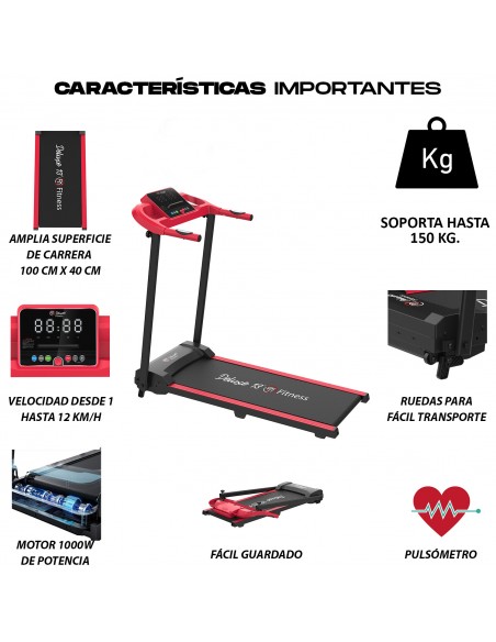 Cinta de Correr Plegable 1000W Deluxe13 T12F1 | Andar y Correr 1-12 km/h