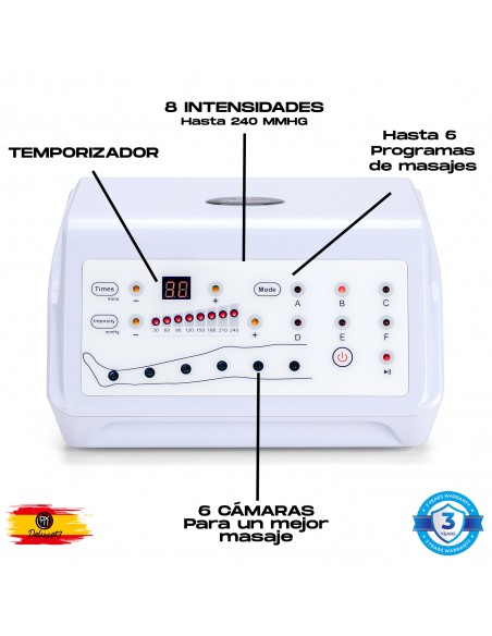 Maquina Masaje por aire Presoterapia PRO+ 6 Cámaras