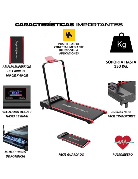 Cinta de Andar y Correr Plegable 1000W para Casa | Velocidad 1–12 km/h