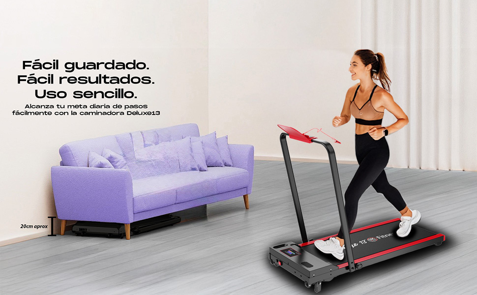Caminadora plegable guardada debajo del sofá Deluxe13